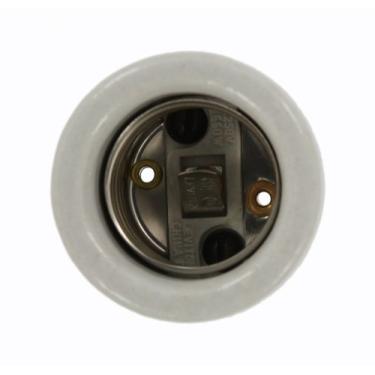 Imagem de Leviton Base média 10065, peça única, sem chave, incandescente, suporte de lâmpada de porcelana esmaltada, circuito único, branco