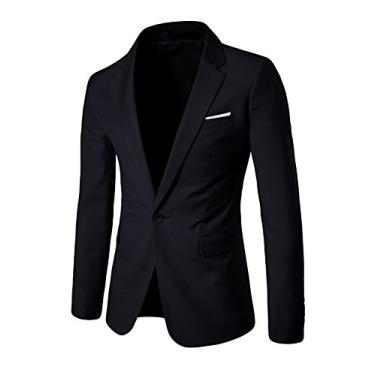 Imagem de Bestgift masculino slim um botão blazer M preto