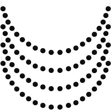 Imagem de 4 peças de guirlanda de pompons de 1,8 m para decoração de bolas de Natal, guirlanda decorativa para pendurar de Natal, inverno, casa, festa de aniversário, decoração (preto)