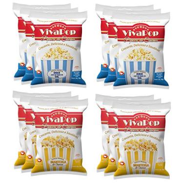 Imagem de Kit 12 Pipocas Prontas - 6 Manteiga de Cinema / 6 Sabor Doce com toque de Sal