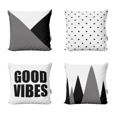 Imagem de Almofadas Decorativas Preto Branco E Cinza Good Vibes 40X40