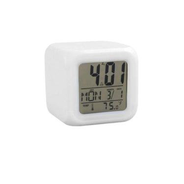 Imagem de Relógio Cubo Digital Led Colorido Alarme Despertador