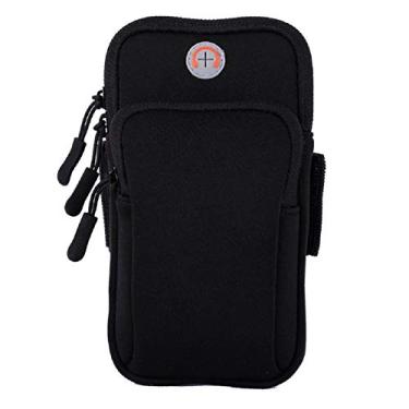 Imagem de MOVOYEE Suporte de telefone para braçadeira de corrida iPhone 14 13 12 11 Pro Max XS XR X 8 7 6 Plus SE Mini Galaxy Ultra Edge S22 S21 S20 Note 20 10 bolsa bolsa bolso para chaves, braçadeira de braço ajuste esporte academia caminhadas - preto