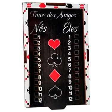 Imagem de Retrofenna Decor Caixa Estojo Porta Baralho Madeira Marcador Duplo Jogos