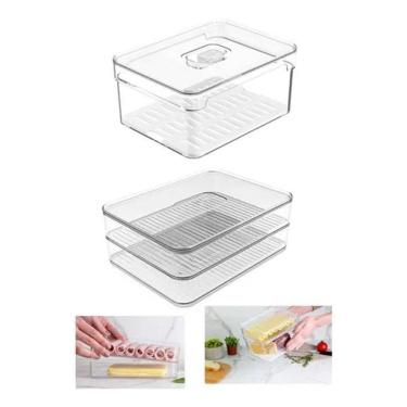 Imagem de Kit 2 Organizadores De Geladeira 2,2L E Porta Frios Duplo Ou