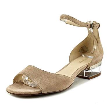 Imagem de Nine West sand lia feminina de couro Volor com bico aberto casual e tira no tornozelo