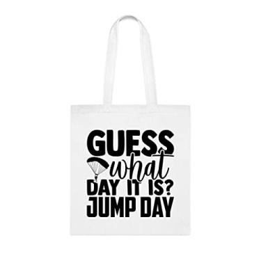 Imagem de Bolsa Guess What Jump Day, presente divertido, bolsa de ombro, bolsas reutilizáveis, cesta de Natal de aniversário, ideia de presente, Branco