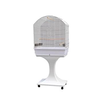 Imagem de KIZQYN Gaiola de pássaros Gaiola de buguês Exibição de arte de ferro Gaiola de reprodução destacável móvel Starling Bird Gaiola de pássaro amor periquito ou tentilhão gaiola de voo (Cor: branco)