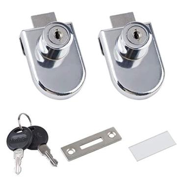 Imagem de 2 peças de liga de zinco para armário de joias de vidro fechadura de porta única de vidro oval bloqueio de porta de exibição armário cadeado 408 vidro trava