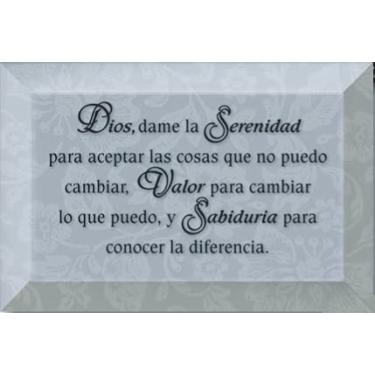 Imagem de Dios Dame La Serenidad - Oração da Serenidade - Ditado inspirador em espanhol 10 x 15 cm Placa de vidro com cavalete