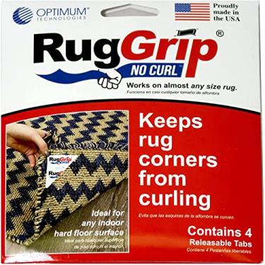 Imagem de Tapete aderente sem cachos – 4 peças, antienrolamento, aderência de tapete. Mantém seu tapete no lugar e deixa os cantos planos. Aderência de carpete premium com fita de aderência renovável – Tapete antiderrapante ideal para seus tapetes