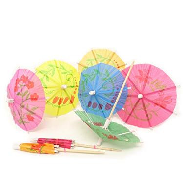 Imagem de Honbay 144 peças de cores sortidas Guarda-chuva de papel parassol palhetas de coquetel cupcake Toppers para festa havaiana, praia de verão ou festa de piscina, festa de aniversário, bares, restaurantes e mais