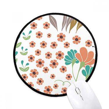 Imagem de Tapete de mouse GreenOrange Flower Plant Paint Desktop Office Tapete redondo para computador