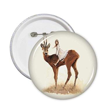 Imagem de Decoração artística decorativa de animal de veado para meninas, alfinetes modernos, emblema, botão, 5 peças