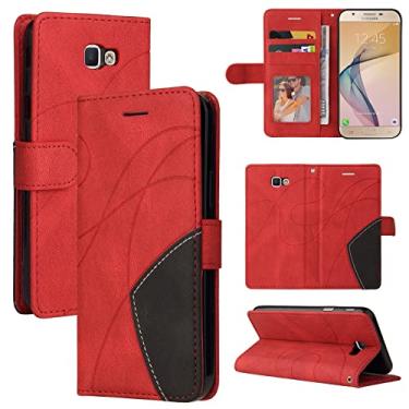 Imagem de Capa carteira para Samsung Galaxy J5 Prime, compartimentos para porta-cartões, fólio de couro PU de luxo anexado à prova de choque capa flip com fecho magnético com suporte para Samsung Galaxy J5 Prime (vermelho)