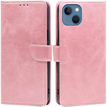Imagem de MAALYA Capa de couro para iPhone 14/14 Plus/14 Pro/14 Pro Max para mulheres homens, capa de carteira flip premium com suporte de cartão suporte fecho magnético à prova de choque capa de TPU (cor: rosa, tamanho: 14Plus)