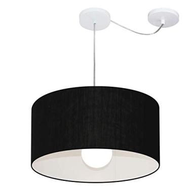 Imagem de Lustre Pendente com Desvio de Centro Cúpula Tecido 45x25 cm, Vivare Iluminação, Pendente4228 PR, Preto, Médio