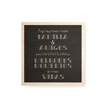 Imagem de Arte Maníacos Quadro decorativo com moldura caixa branca em Madeira - Família e Amigos - 30x30cm