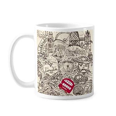 Imagem de British Bus London Eyes Big Ben UK Caneca cerâmica café porcelana louça