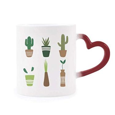 Imagem de Caneca de grés sensível ao calor para suculentas de plantas em vaso de cacto que muda de cor vermelha