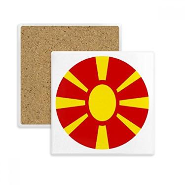 Imagem de Porta-copos quadrado com emblema nacional da Macedônia, Europa, porta-copos, pedra isolante