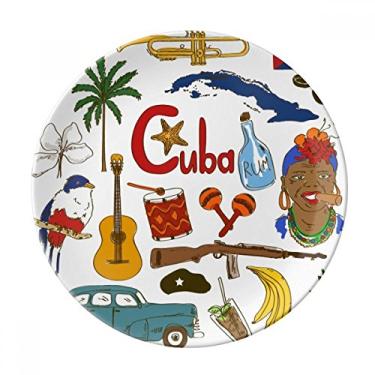 Imagem de Cuba Landscap Animais Bandeira Nacional Prato de Sobremesa Decorativo Porcelana 20,32 cm Casa