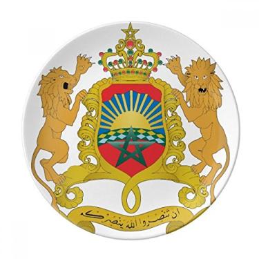 Imagem de Marrocos Placa com emblema nacional da África Prato Decorativo de Porcelana Salver Prato de Jantar