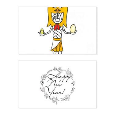 Imagem de Egypt Mummy Horus chapéu de galinha festival ano novo cartão felicitações Bless mensagem presente