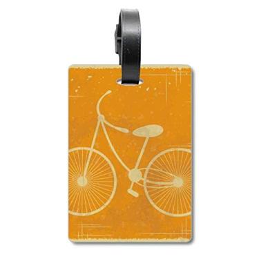 Imagem de Ilustração esportiva de bicicleta com estampa amarela para mala, etiqueta para bagagem, cartão para pendurar