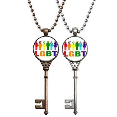 Imagem de OFFbb-USA Diferenciação de Gênero Identidade Arco-íris Homens Mulheres Chaveiro Colar Pingente Joias Decoração de Casal