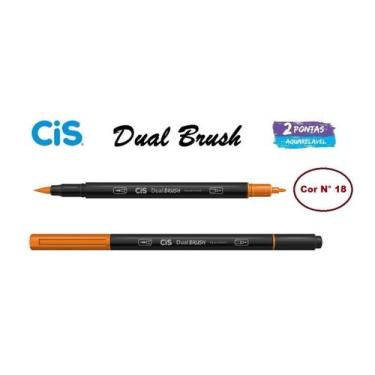 Imagem de Caneta Pincel Cis Dual Brush Pen Aquarelável 18 Laranja Esc