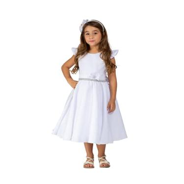 Imagem de Vestido Casual Branco Infantil Daminha Primeira Comunhão Tamanho:14;Cor:Branco