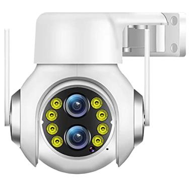 Imagem de Câmera de segurança de lente dupla 2MP para exteriores PTZ câmera IP WiFi com rastreamento automático luz de inundação visão noturna colorida áudio bidirecional detecção humana