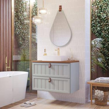 Imagem de Gabinete Suspenso com Cuba Sense 80cm e Espelho Gota Pistache MGM