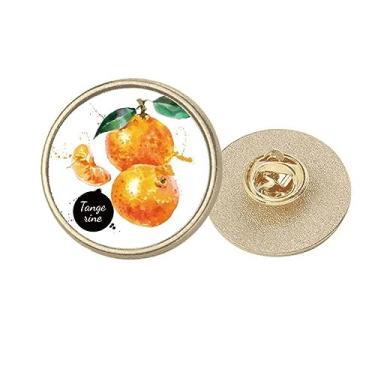 Imagem de Tangerina Fruit Tasty Healthy Aquarela Redondo Metal Dourado Broche Clip, Medium, não aplicar