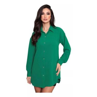 Imagem de Blusa Camisa Longa Duna  (Verde Bandeira) - Doce Alice Fashion