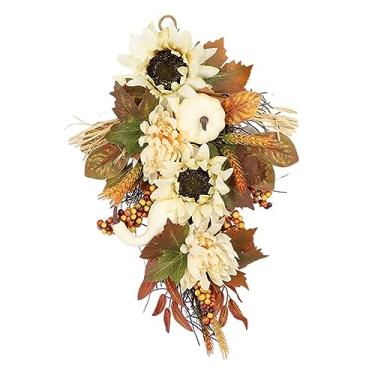 Imagem de Generic Guirlanda de guirlanda de guirlanda de lágrima, ganhos de ação de graças de outono, ganhos de parede artificial com folhas de bordo de pinha de, 45 cm