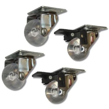 Imagem de 4 Rodízio 35mm Rodinha Giratória 35Kg Com e Sem Trava Freio Gel Silicone Anti Risco e Ruído Rodinhas Roda Roldana Rodizio Giratório Móvel Móveis Armário Prateleira Pesado Reforçada Resistente