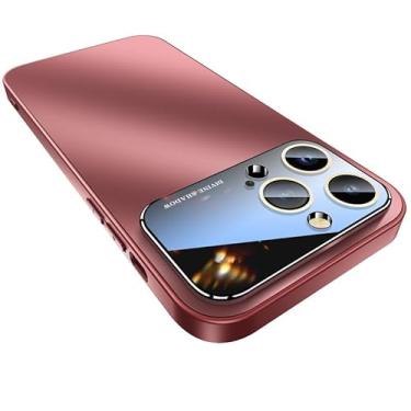 Imagem de CQSJX Capa fina para iPhone 15 Pro Max/15 Pro/15, protetor de lente de câmera de vidro de janela, capa traseira protetora de TPU fosco à prova de choque, vermelho, 15Pro