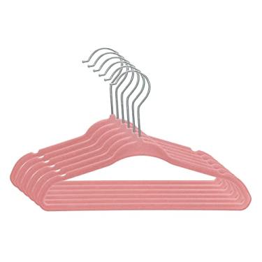 Imagem de Kit de Cabide Infantil de Veludo Rosa OIKOS - 30 Unidades