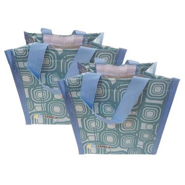 Imagem de 2 Sacolas Ráfia Pequena Marmitérmica 20x20x15cm 2 Litros B4U