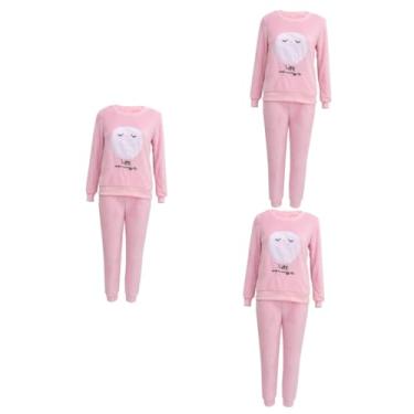 Imagem de Holibanna 3 Pecas pijamas camisolas para mulheres camisola para mulheres camisola de inverno camisolas de flanela para mulheres roupa de noite feminina pijama feminino fofa rosa