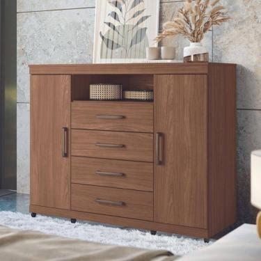 Imagem de Cômoda 4 Gavetas 2 Portas com Rodizio Havana Master Santos Andira