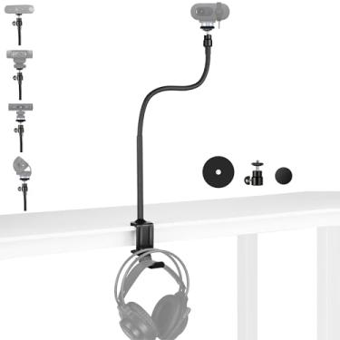 Imagem de AceTaken Brio 101 Suporte de braçadeira para webcam, suporte magnético giratório de 61 cm com gancho de fone de ouvido compatível com webcams Logitech Brio 100 101,301 300,500, Brio 4K, C270, C310