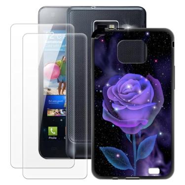 Imagem de MILEGOO Capa para Samsung Galaxy S2 i9100 + 2 peças protetoras de tela de vidro temperado, capa ultrafina de silicone TPU macio à prova de choque para Samsung Galaxy S2 i9100 (4,3 polegadas) rosa