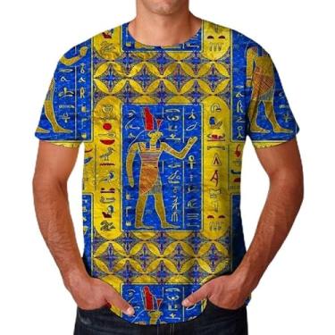 Imagem de Camiseta masculina e feminina divertida de manga curta hip hop hip hop antigo Horus egípcio olho de deus do Egito Faraó Anúbis rosto Anúbis, Cinza, M