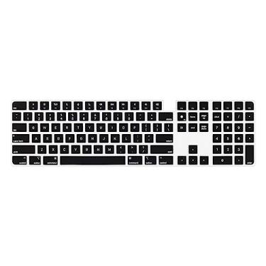 Imagem de Capa de silicone para teclado Apple Magic Keyboard com Touch ID e teclado numérico modelo A2520 2022 Mac Sudio e iMac 2021 24 polegadas M1 chip US Layout protetor de teclado antipoeira (preto)