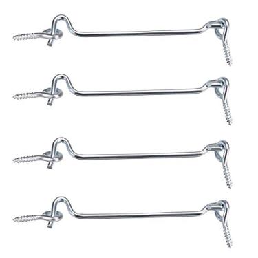 Imagem de Pacote com 4 ganchos de aço de zinco de 5 cm, portões de madeira para os olhos, grade para janela, portão, fechadura com parafusos de montagem