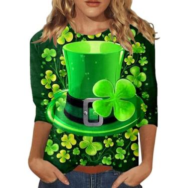 Imagem de Camisetas femininas engraçadas do Dia de São Patrício para férias de verão Shamrock Irish Camisetas estampadas casuais, 011-verde menta, G