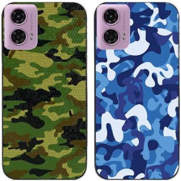 Imagem de 2 peças impressas TPU gel silicone capa traseira de telefone para Motorola Moto G24 Power / G24-power (Camuflagem)
